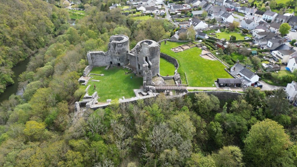 Cilgerran Castle ruins in Pembrokeshire overlooking the Teifi Gorge, a dramatic hilltop castle in West Wales